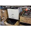 Image 1 : SHELF LOT OF ELECTRONICS PURSES GLASSWARE AND HORNS