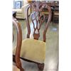 Image 2 : 2 DESIGNER CARVED MAHOGANY DINING CHAIRS AND UPHOLSTERED OTTOMAN