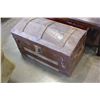 Image 1 : WOOD BOUND METAL TRUNK WITH PRINTS