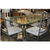 Image 2 : WROUGHT IRON DESIGNER GLASS TOP TABLE AND FOUR CHAIRS