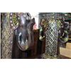 Image 2 : PAIR OF PINE DESIGNER GLASS TOP ELEPHANT TABLES