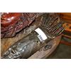 Image 1 : THREE VARIOUS MASKS WOOD AND METAL AND LEATHER