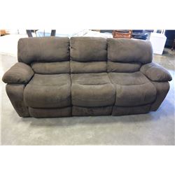 BROWN MICROSUEDE RECLINER SOFA