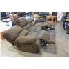 Image 2 : BROWN MICROSUEDE RECLINER SOFA