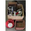 Image 1 : LARGE BOX OF COOKING SUPPLIES POTS AND PANS