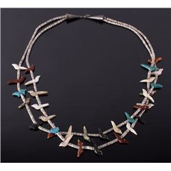 Navajo Multi-Stone Fetish Heshe Bead Necklace