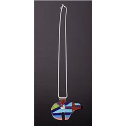Zuni Sterling & Multistone Bear Effigy Necklace