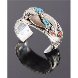 Navajo Sterling Silver Turquoise Bear Claw Cuff