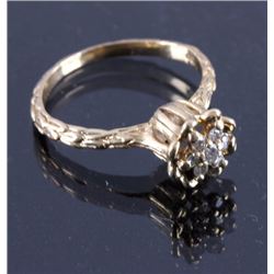 Lotus Flower Diamond & 14K Gold Ring circa 1940's