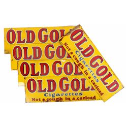 Five NOS Double Sided Old Gold Cigarette Ad Signs