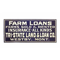 Original Westby Montana Farm Loans Sign Early 1900