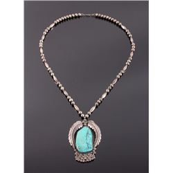 Navajo Sterling Silver Turquoise Nugget Necklace