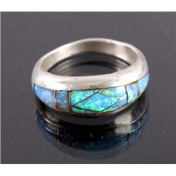 Signed Navajo Sterling Silver Opal Ring