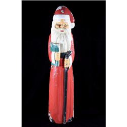 Hand Carved & Painted Folk Art Santa Claus Statue