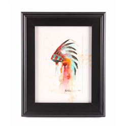 War Bonnet Acrylic Painting by Mike La Fleur