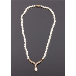 10K Gold Diamond and Pearl Necklace
