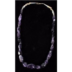 Navajo Hand Faceted Amethyst Gem & Silver Necklace
