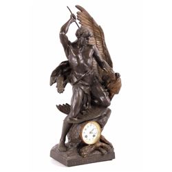 E.L. Picault Lutte Prehistorique Bronze Sculpture