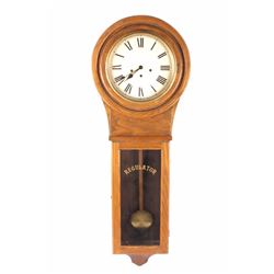 Early American Oak Regulator Wall Clock LARGE