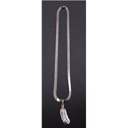 Signed Navajo Sterling Silver & 12k Gold Necklace