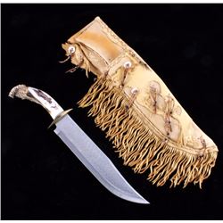 Leather Cherokee Scabbard with Elk Horn Knife