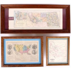 Framed Antique U.S. Maps; Various