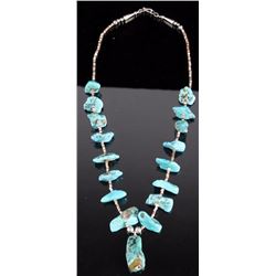 Navajo Turquoise Nugget & Silver Heishi Necklace