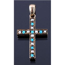 Early American 9ct. Gold & Pearl Cross