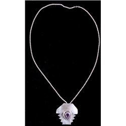 Sterling Silver Necklace With Large Amethyst