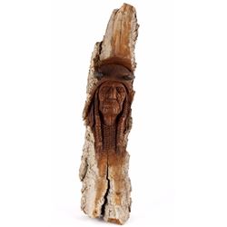 Montana Carved Cottonwood Indian Chief Bust