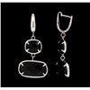 Image 2 : 14KT White Gold Ladies Faceted Black Gemstone Dangle Earrings