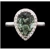 Image 1 : 14KT White Gold 3.51ct Green Tourmaline and Diamond Ring