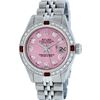 Image 1 : Rolex Ladies Stainless Steel Ruby and Diamond Datejust Wristwatch