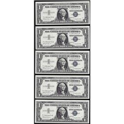 Lot of (5) Consecutive 1957 $1 Silver Certificate Notes Uncirculated