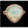 Image 1 : 14KT Rose Gold 4.20ct Opal and Diamond Ring