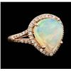 Image 2 : 14KT Rose Gold 4.20ct Opal and Diamond Ring