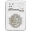 Image 1 : 1887 $1 Morgan Silver Dollar Coin NGC MS63