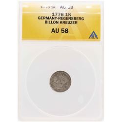 1776 Germany-Regensberg Billion Kreuzer Coin ANACS AU58