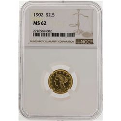 1902 $2 1/2 Liberty Head Quarter Eagle Gold Coin NGC MS62