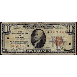 1929 $10 Federal Reserve Bank of New York Note