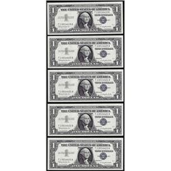 Lot of (5) Consecutive 1957 $1 Silver Certificate Notes Uncirculated