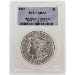 1887 $1 Morgan Silver Dollar Coin PCGS MS63