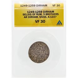 1249-1259 Dirham Seljug of Rum 3 Brothers Coin ANACS VF30