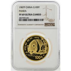 1987P China 100 Yuan Panda Gold Coin NGC PF69 Ultra Cameo