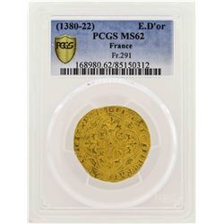 1380-1422 France Ecu Gold Coin Fr.291 PCGS MS62