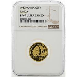 1987P China 25 Yuan Panda Gold Coin NGC PF69 Ultra Cameo