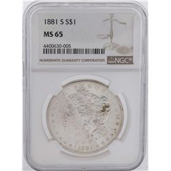 1881-S $1 Morgan Silver Dollar Coin NGC MS65