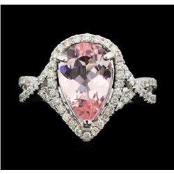 18KT White Gold 2.28ct Morganite and Diamond Ring