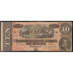 1864 $10 Confederate States of America Note