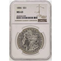 1886 $1 Morgan Silver Dollar Coin NGC MS63